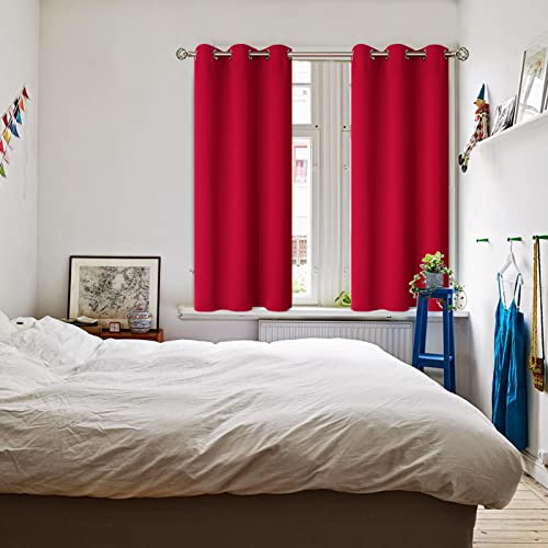 Short Curtains for Small Window 54 Inch Long (Red / 38"W x 54"L (Pack of 2))