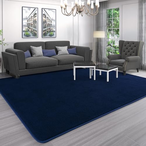 Shag Runner Rug for Hallways (2' x 6' (Runner) / Navy Blue)