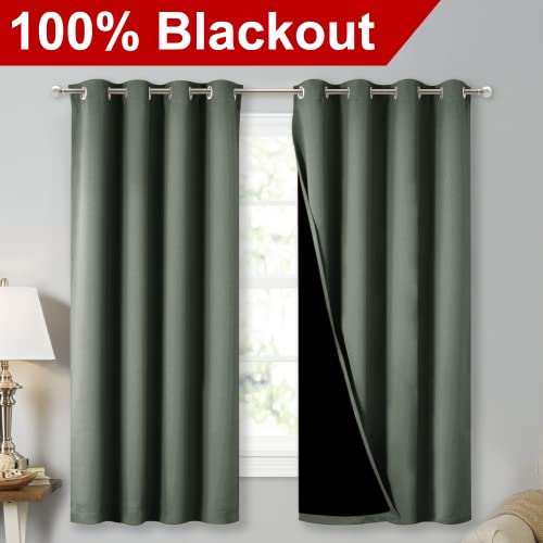 Dark Mallard Blackout Curtains for Kitchen 52" w x 63" L 2 Panels (Dark Mallard / 52"W x 63"L (Pack of 2))