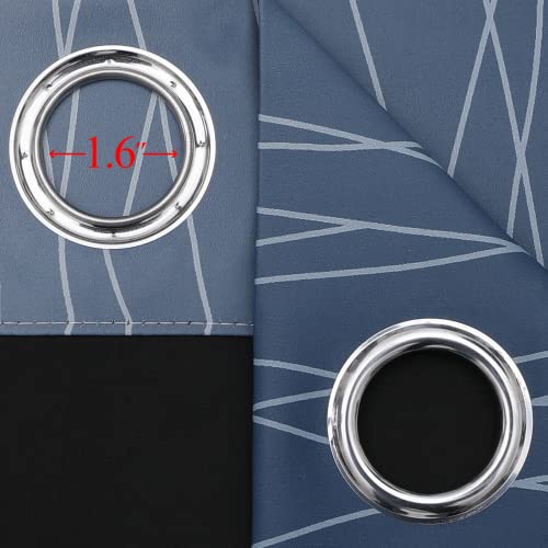 Navy Blue and Greyish White Blackout Curtains for Boys Bedroom 63 Inch Long (Navy Blue and Greyish White / 52"W x 63"L (Pack of 2))