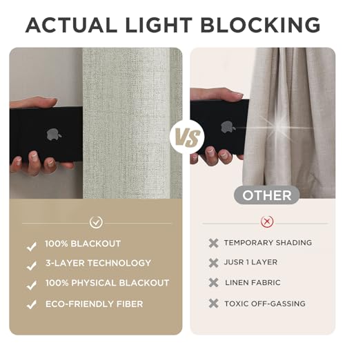 Blackout Curtains for Bedroom (Light Beige / 52"W x 96"L (Pack of 2))
