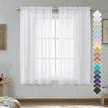 2 Panels Sheer White Curtains 54 Inches Length Window Treatment for Kitchen (White / 42"W x 54"L (Pack of 2))