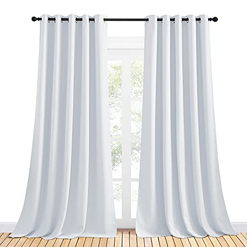 Room Darkening Curtain Panels for Bedroom (Greyish White / 70"W x 108"L (Pack of 2))