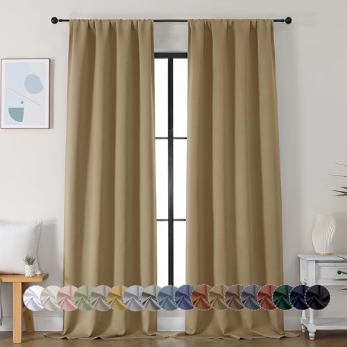 Ava Taupe Blackout Curtains for Bedroom 90 Inches Long 2 Panels Set (Taupe / 40"W x 90"L (Pack of 2))