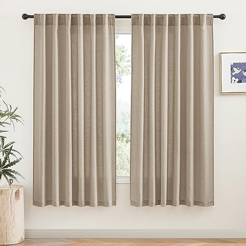 Extra Wide Sheer Curtains for Sliding Patio Door Large Window (Khaki / 70"W x 84"L (Pack of 2))