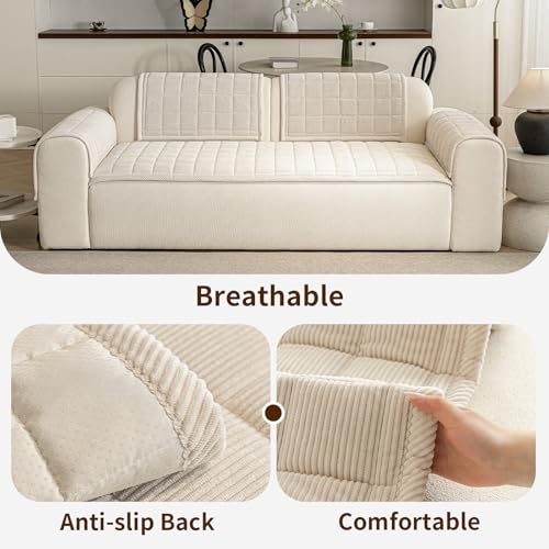Couch Covers for Dogs (Beige White / 1PC/27.6"x59.1")