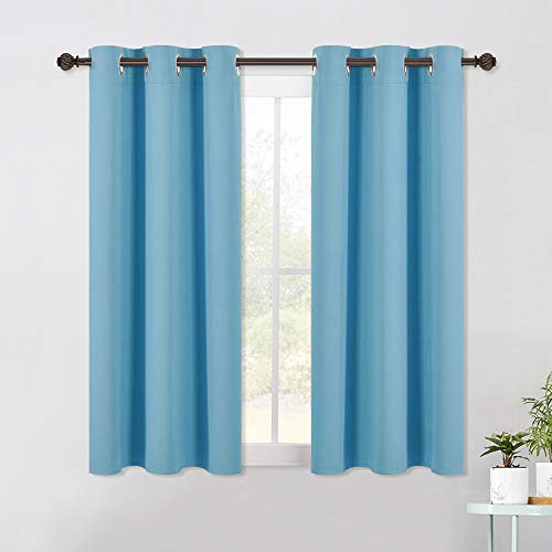Teal Blue Blackout Curtain Panels for Bedroom (Teal Blue / 42"W x 40"L (Pack of 2))