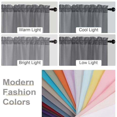 Grey Sheer Curtain for Bedroom Living Room 78 Inches Long 2 Panels Set (Grey / 42"W x 78"L (Pack of 2))