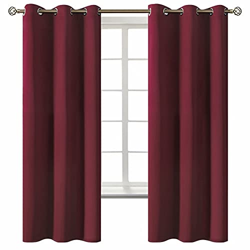 Burgundy Blackout Curtains for Bedroom 63 Inch Long (Burgundy / 42"W x 63"L (Pack of 2))
