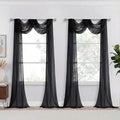 Black Sheer Curtains 216 Inches Long (42"W x 216"L (Pack of 2) / Black)