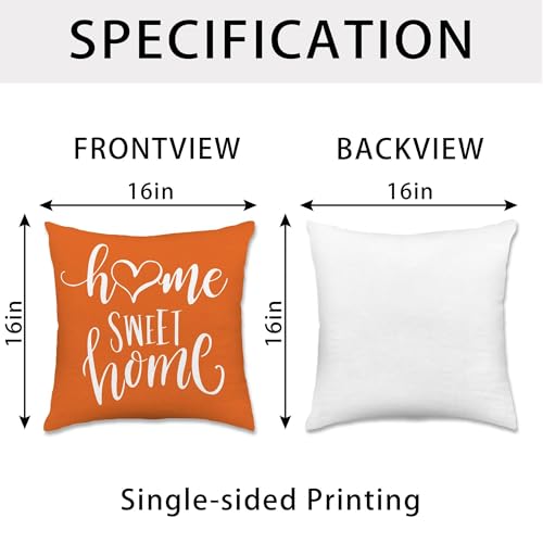Throw Pillow Covers 16x16 (Orange / 16" x 16" (Pack of 4))