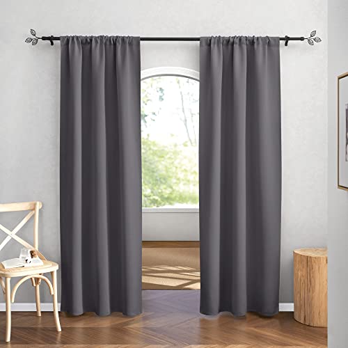 Blackout Curtains for Bedroom Living Dining Room 84 inches Long (Grey / 42"W x 84"L (Pack of 2))