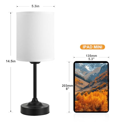Touch Control Cordlss Table Lamp (White - Black)