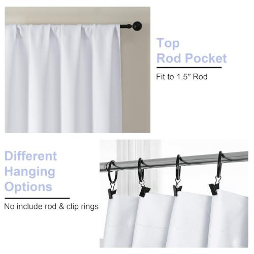 Ava Pure White Curtains for Patio 108 Inches Long 2 Panels Set (Pure White / 50"W x 108"L (Pack of 2))