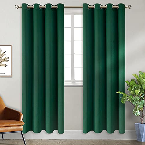 Green Blackout Curtains 84 Inch Length 2 Panels Set (Emerald Green / 46"W x 84"L (Pack of 2))