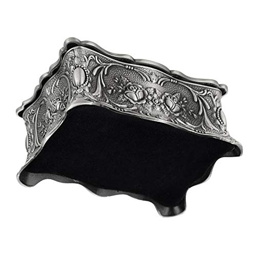 Vintage Trinket Jewelry Box for Ring Earrings Necklace Organizer (Small / Metallic Grey)