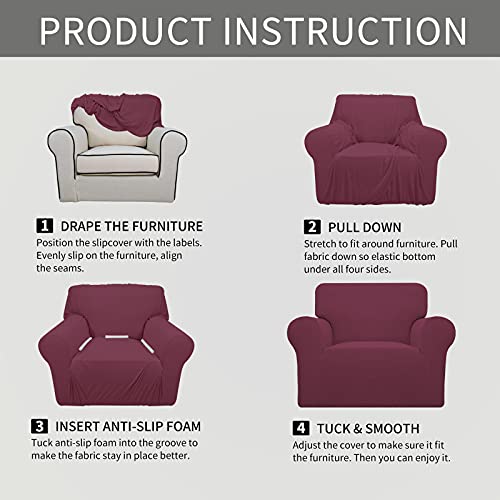 Stretch Oversized Chair Slipcover with Arm Washable ASH Rose (Small-XL Chair / Ash Rose)
