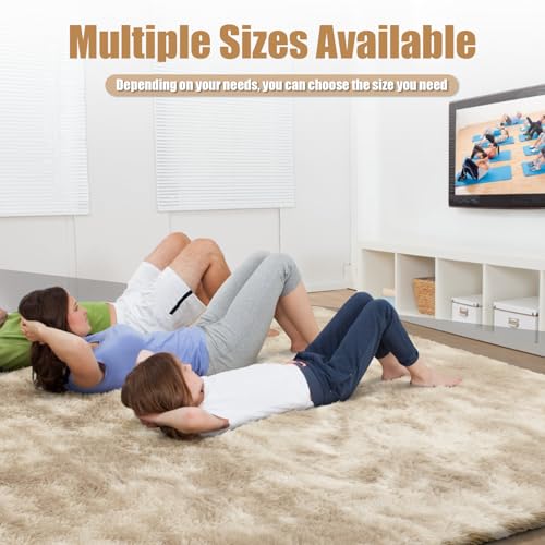 9x12 Fluffy Area Rugs for Living Room Bedroom (Mottling Beige / 9' x 12' (Rectangular))