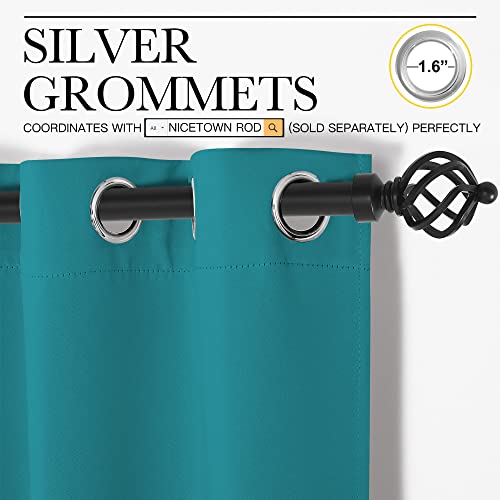 ROM Darkening Curtains 40 inch Length 2 Panels (Peacock Teal / 42"W x 40"L (Pack of 2))