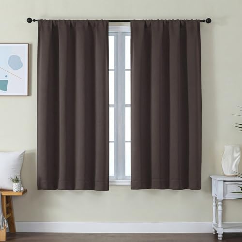Ava Chocolate Short Blackout Curtains for Bedroom 54 Inches Long 2 Panels Set (Chocolate / 40"W x 54"L (Pack of 2))