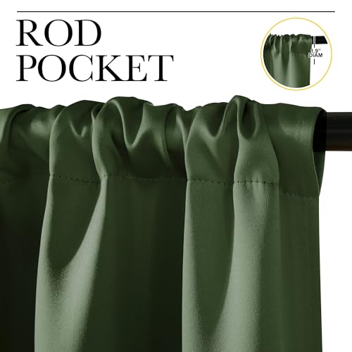 Dark Green Blackout Curtains for Cafe 42" Wide x 63" Long 2 Panels (Dark Green / 42"W x 63"L (Pack of 2))