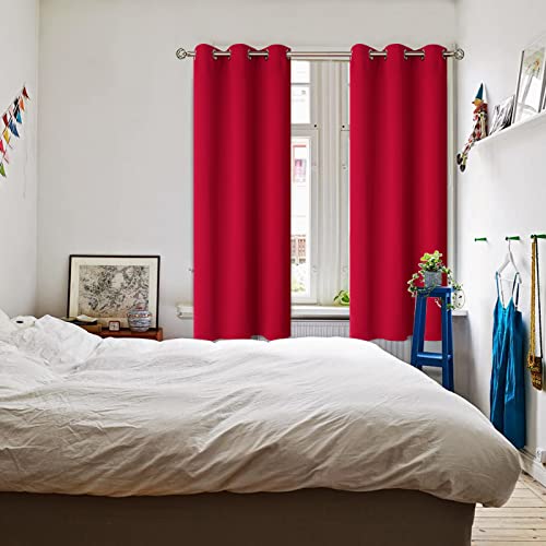 Red Blackout Curtains for Bedroom 72 Inch Long (Red / 42"W x 72"L (Pack of 2))