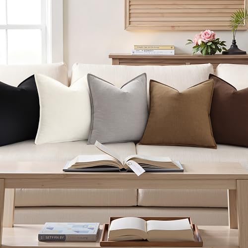 Fall Light Grey Linen Throw Pillow Covers 22x22 Set of 2 (Light Grey / 22" x 22" (Pack of 2))