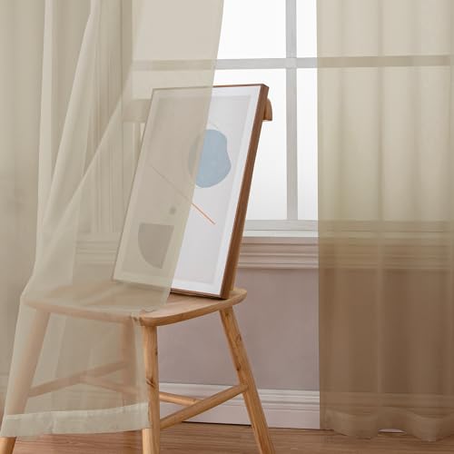 Taupe Sheer Curtains 72 Inches Long 2 Panels (Taupe / 42"W x 72"L (Pack of 2))