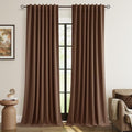 Rustic Brown 100% Blackout Linen Curtains 108 Inch Length 2 Panels Set for Living Room Bedroom Back Tab Thermal Insulated Black Out Drapes Room Darkening Farmhouse Style for Bedroom Window Curtains (Rustic Brown / 52"W x 108"L (Pack of 2))