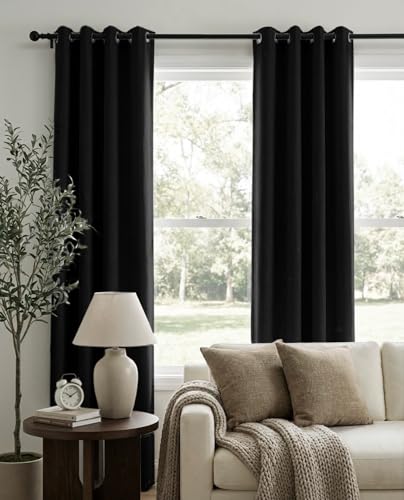 100% Blackout Black Curtains 96 Inch Long 2 Panels Set (Kohl | Black / 50"W x 96"L (Pack of 2))