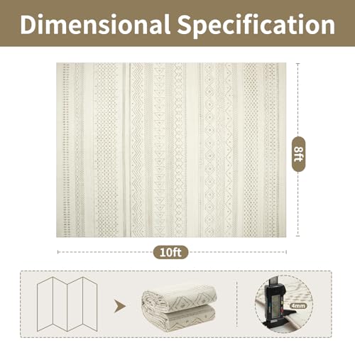 8x10 Moroccan Washable Area Rugs for Living Room (8' x 10' (Rectangular) / Light Camel-brown-black)