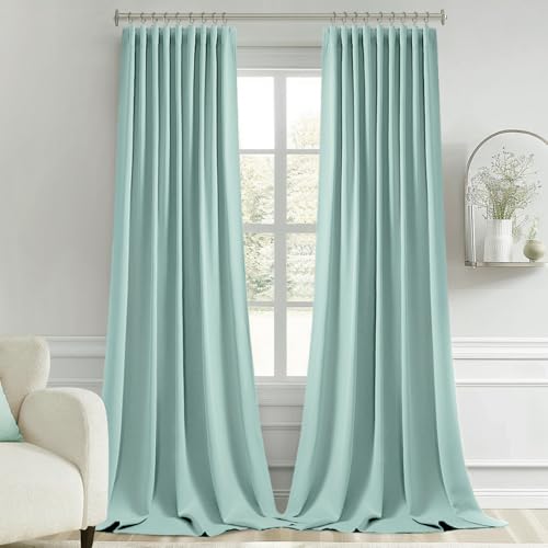 Aqua Back Tab Blackout Curtains 52x102 Inch Long 2 Panels Set (Aqua / 52"W x 102"L (Pack of 2))