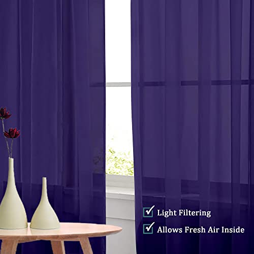 Purple Sheer Curtains 108 Inches Long (Purple / 42"W x 108"L (Pack of 2))