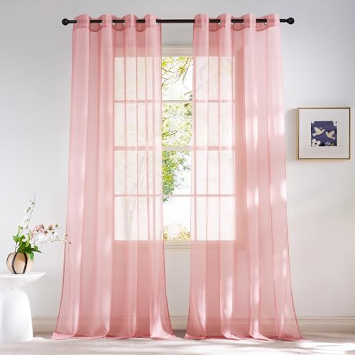 Voile Sheer Baby Pink Curtains for Girls Room (Baby Pink / 54"W x 84"L (Pack of 2))