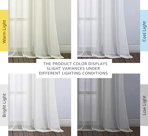 Patio Door Sheer Curtains 96 inch Length (Beige / 54"W x 96"L (Pack of 2))
