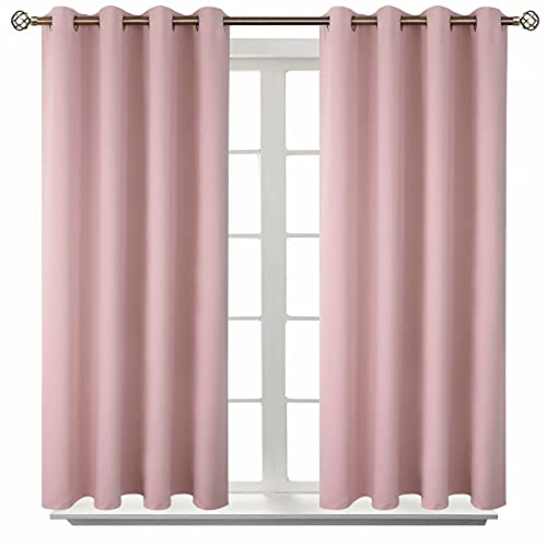 Short Curtains for Small Window 45 Inch Long (Baby Pink / 52"W x 45"L (Pack of 2))