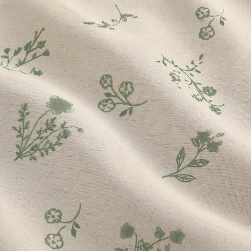 Boho Floral 100% Blackout Curtains 84 Inch 2 Panels Green (Blackout Green / 52"W x 84"L (Pack of 2))