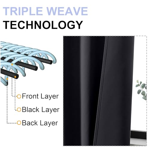 Ava Halloween Black Blackout Curtains for Bedroom 84 Inch Length 2 Panels Set (Black / 40"W x 84"L (Pack of 2))