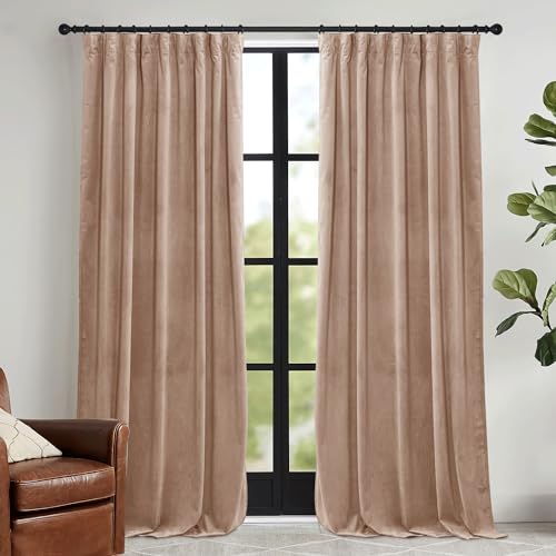 Blush Velvet Curtains 72 inches with Hook Belt (Blush / 52"W x 72"L (Pack of 2))