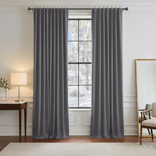 Grey Blackout Curtains 96 inch Long (Grey / 52"W x 96"L (Pack of 2))