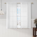 Off White Linen Sheer Curtains 54 Inch Length 2 Panel Set Back Tab Pocket Semi Sheer Light Filtering Short Curtain Soft Elegant Aesthetic Small Window Drapes for Bathroom 52x54 inches Long (52"W x 54"L (Pack of 2) / White)