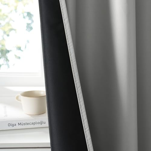 Bedroom Blackout Curtains 80 inches Long (100% Blackout - Sliver Grey / 34"W x 80"L (Pack of 2))