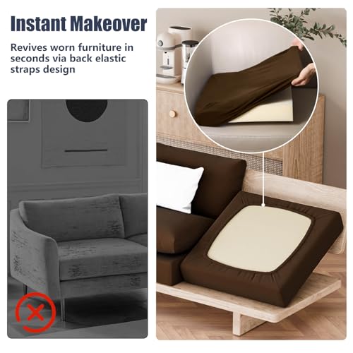 8Pcs Outdoor Cushion Covers (Dark-coffee / Square-small + Square)