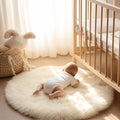 Ashler Faux Fur Rug (3' (Round) / C-white)