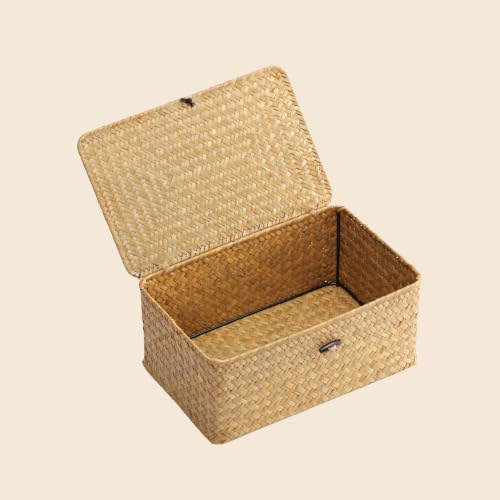 Small Wicker Basket with Lid (S-Natural)