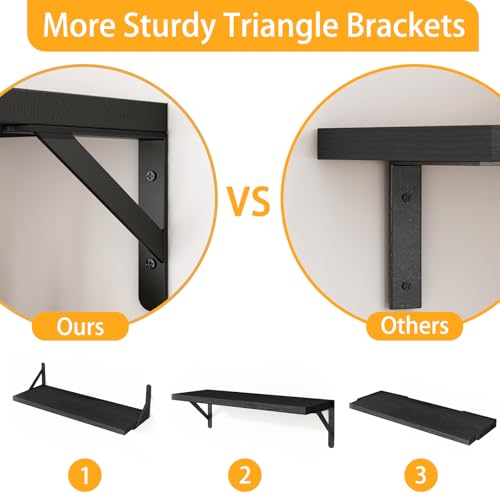 16.5 Inch Floating Shelves for Wall Home Decor (Black / 16.5 x 6.1 x 0.59 inches)