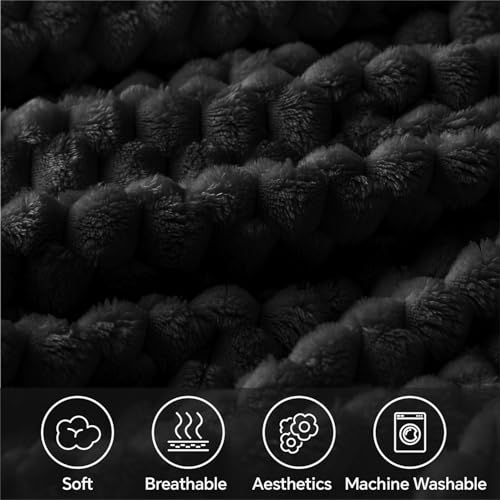 Black Queen Blanket for Bed (Black-1 / Queen(90"x90"))