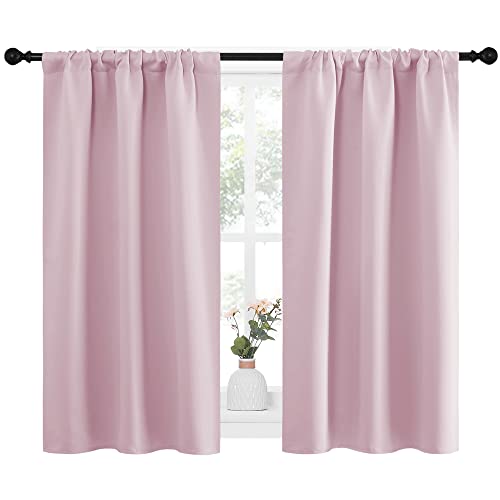 Kitchen Curtains Thermal Insulated Curtains & Drapes (Baby Pink / 34"W x 45"L (Pack of 2))