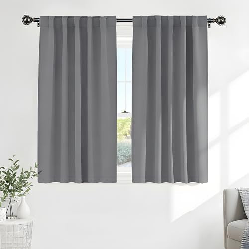 Curtains 45 Inches Long (Silver Grey / 52"W x 45"L (Pack of 2))