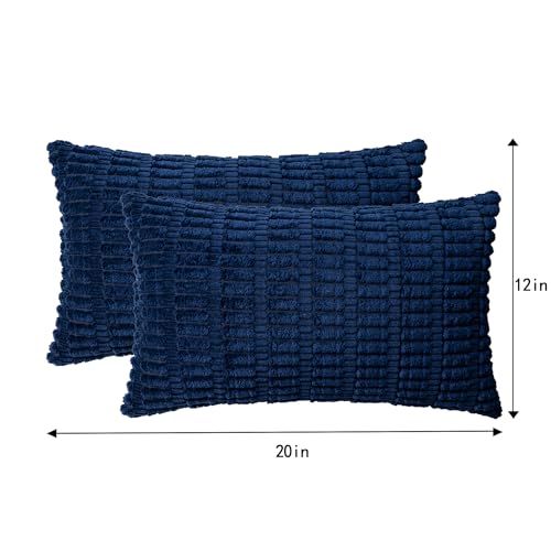Pack of 2 Corduroy Decorative Throw Pillow Covers 12x20 Inch (Blue / 20" x 12" (Pack of 2))